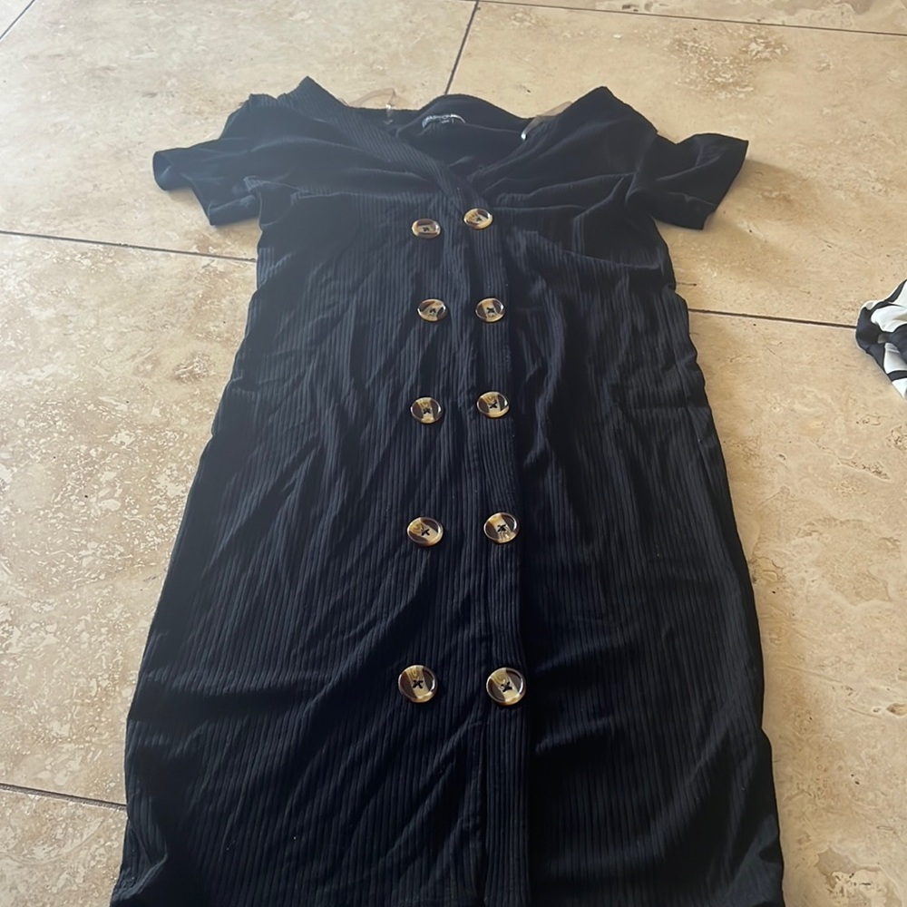 Fashion nova black button down mini dress